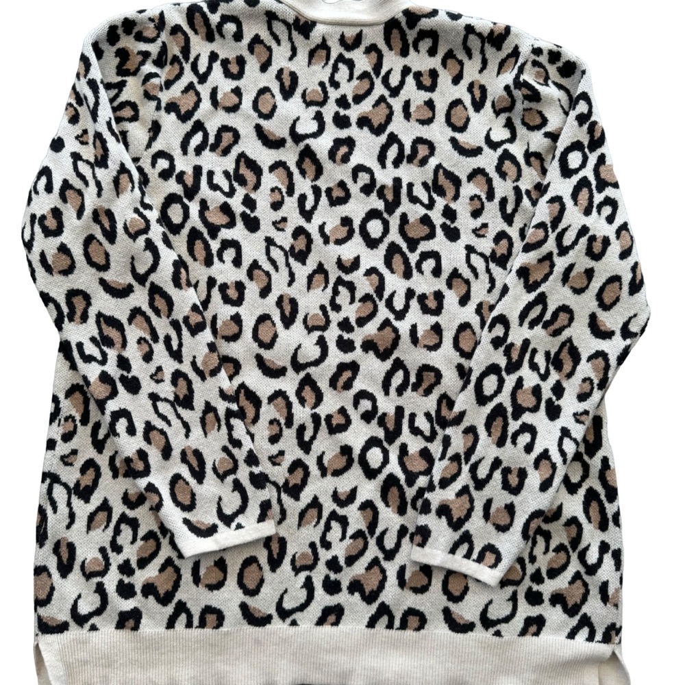 Croft & Barrow Open Front Leopard Print Knit Card… - image 2